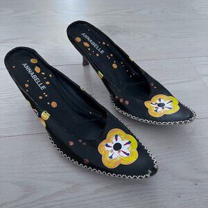 Annabelle Kitten Heels Mule Floral Shoes ( 9 )